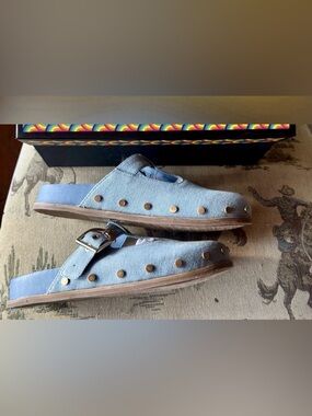Chelsea & Violet Light Blue Studded Slip-On Flats
